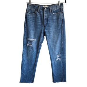 Denim Forum Ex Boyfriend High Waist Button-fly Distressed Jeans Sz 27